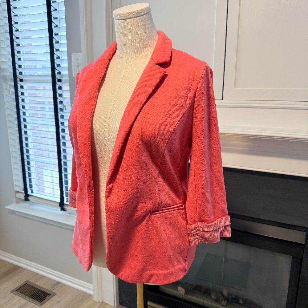 🌺  Coral Pink Open Front Blazer | Skies Are Blue | Size M  🧡 - Picture 2 of 10